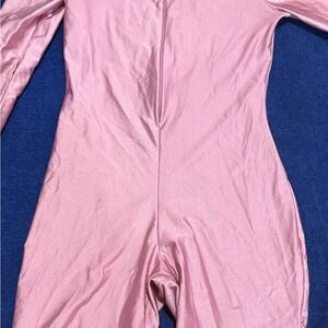 Women's Pink Stretch Jumpsuit with Front Zip